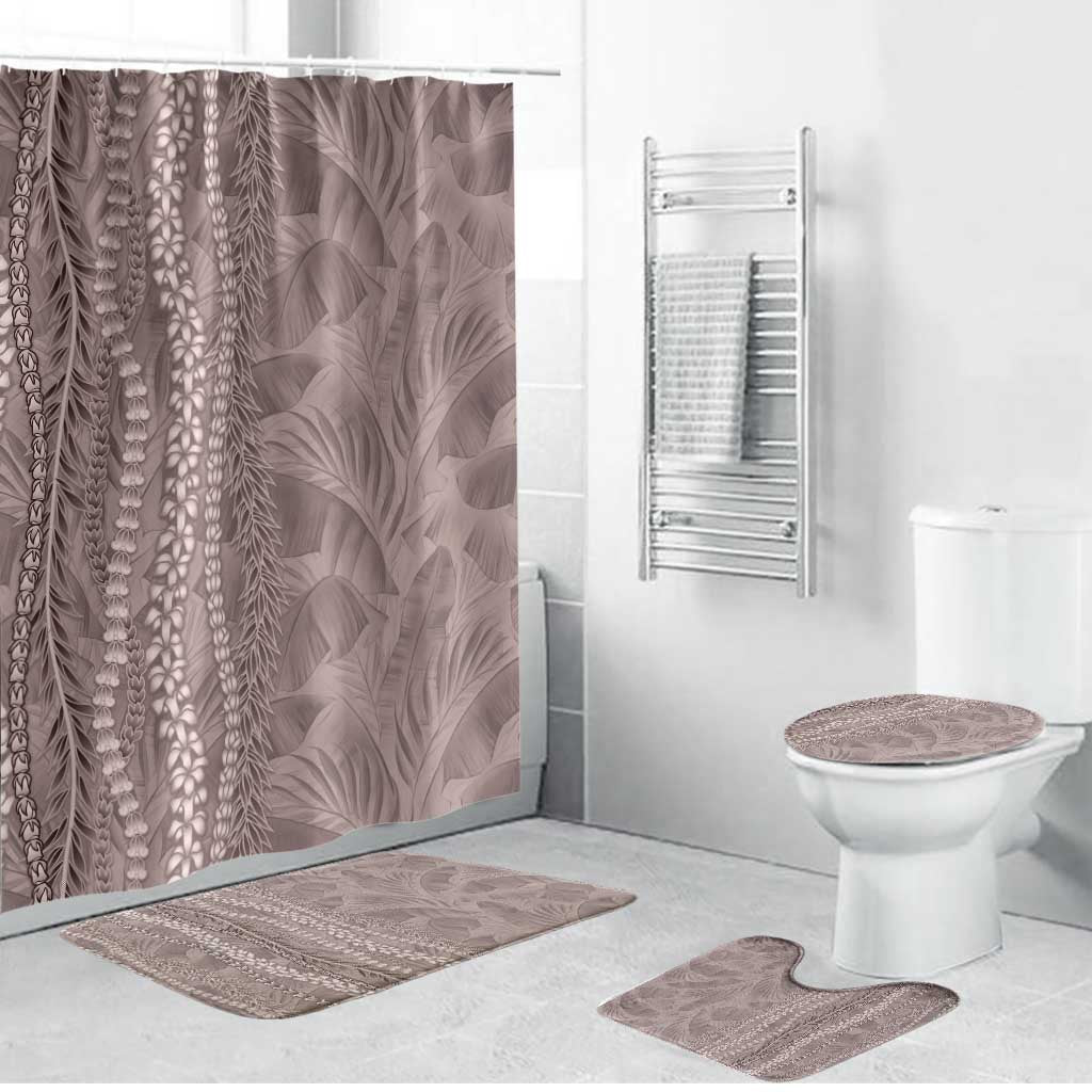 Hawaii Prince Kuhio Bathroom Set Mocha Hawaiian Lau Maia With Leis LT05 Bathroom Set (4 pcs) Mocha - Polynesian Pride