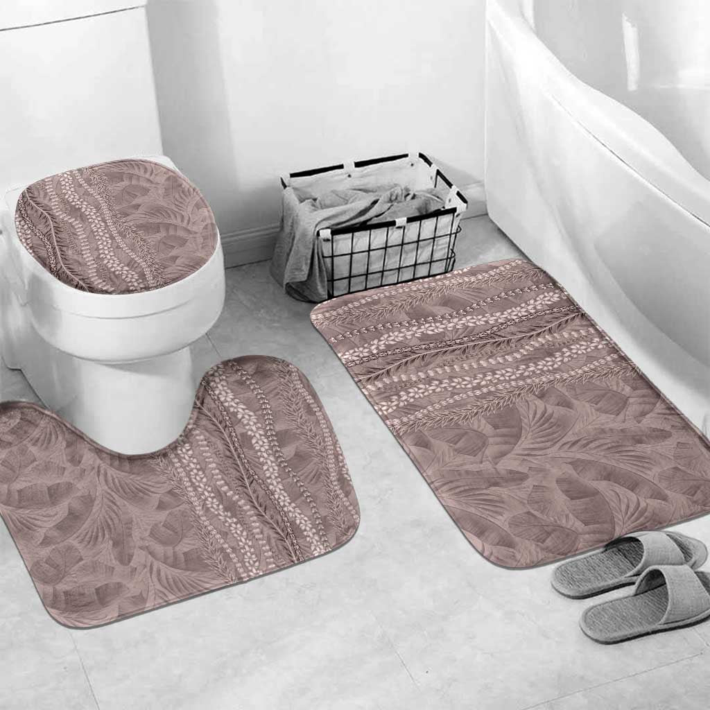 Hawaii Prince Kuhio Bathroom Set Mocha Hawaiian Lau Maia With Leis LT05 Mat Set Only (3 pcs) One Size Mocha - Polynesian Pride