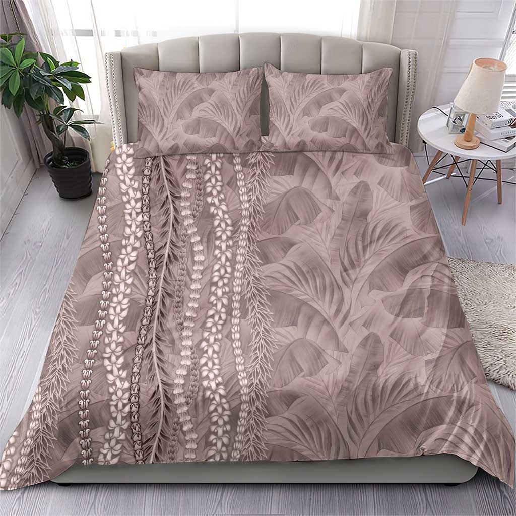 Hawaii Prince Kuhio Bedding Set Mocha Hawaiian Lau Maia With Leis LT05 - Polynesian Pride