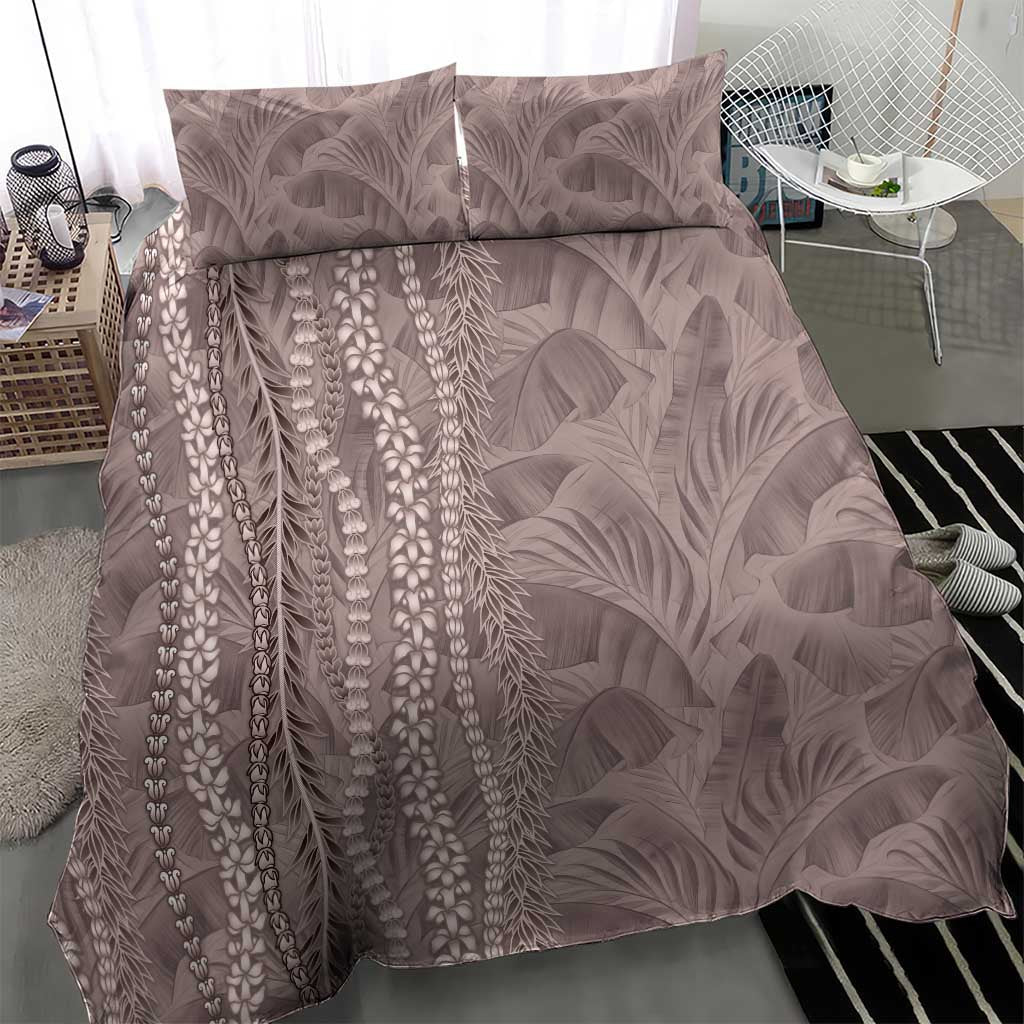 Hawaii Prince Kuhio Bedding Set Mocha Hawaiian Lau Maia With Leis LT05 - Polynesian Pride