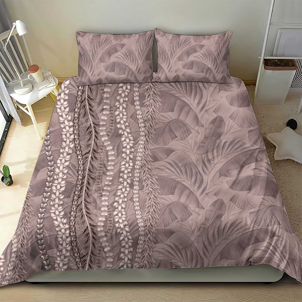 Hawaii Prince Kuhio Bedding Set Mocha Hawaiian Lau Maia With Leis LT05 - Polynesian Pride