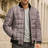 Hawaii Prince Kuhio Bomber Puffer Jacket Mocha Hawaiian Lau Maia With Leis