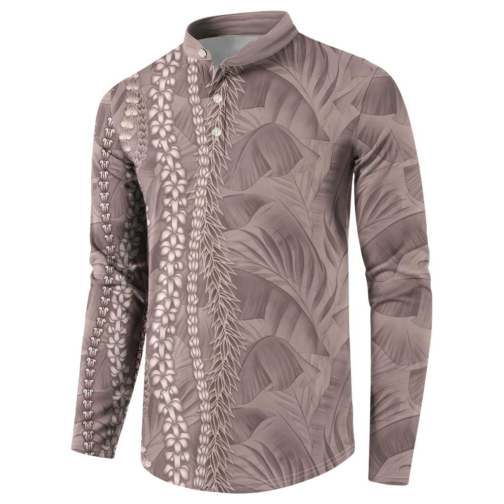 Hawaii Prince Kuhio Button Sweatshirt Mocha Hawaiian Lau Maia With Leis LT05 - Polynesian Pride