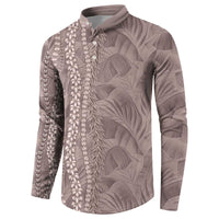 Hawaii Prince Kuhio Button Sweatshirt Mocha Hawaiian Lau Maia With Leis LT05 - Polynesian Pride