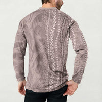 Hawaii Prince Kuhio Button Sweatshirt Mocha Hawaiian Lau Maia With Leis LT05 - Polynesian Pride