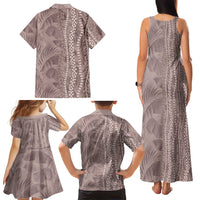 Hawaii Prince Kuhio Family Matching Tank Maxi Dress and Hawaiian Shirt Mocha Hawaiian Lau Maia With Leis