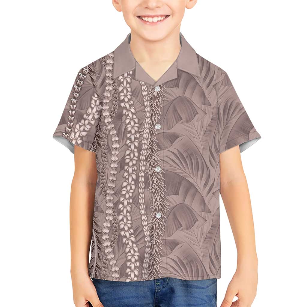 Hawaii Prince Kuhio Family Matching Tank Maxi Dress and Hawaiian Shirt Mocha Hawaiian Lau Maia With Leis