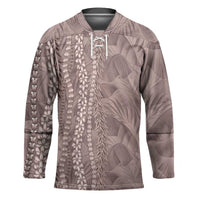 Hawaii Prince Kuhio Hockey Jersey Mocha Hawaiian Lau Maia With Leis LT05 Unisex Mocha - Polynesian Pride