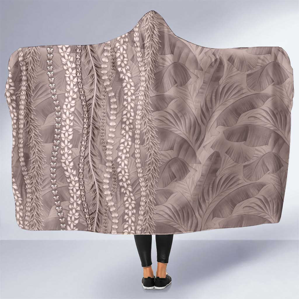 Hawaii Prince Kuhio Hooded Blanket Mocha Hawaiian Lau Maia With Leis LT05 One Size Mocha - Polynesian Pride