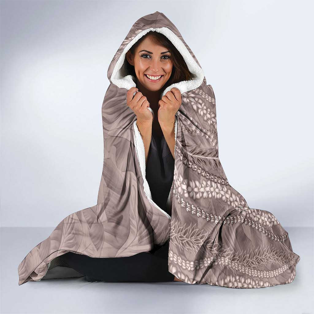 Hawaii Prince Kuhio Hooded Blanket Mocha Hawaiian Lau Maia With Leis LT05 - Polynesian Pride