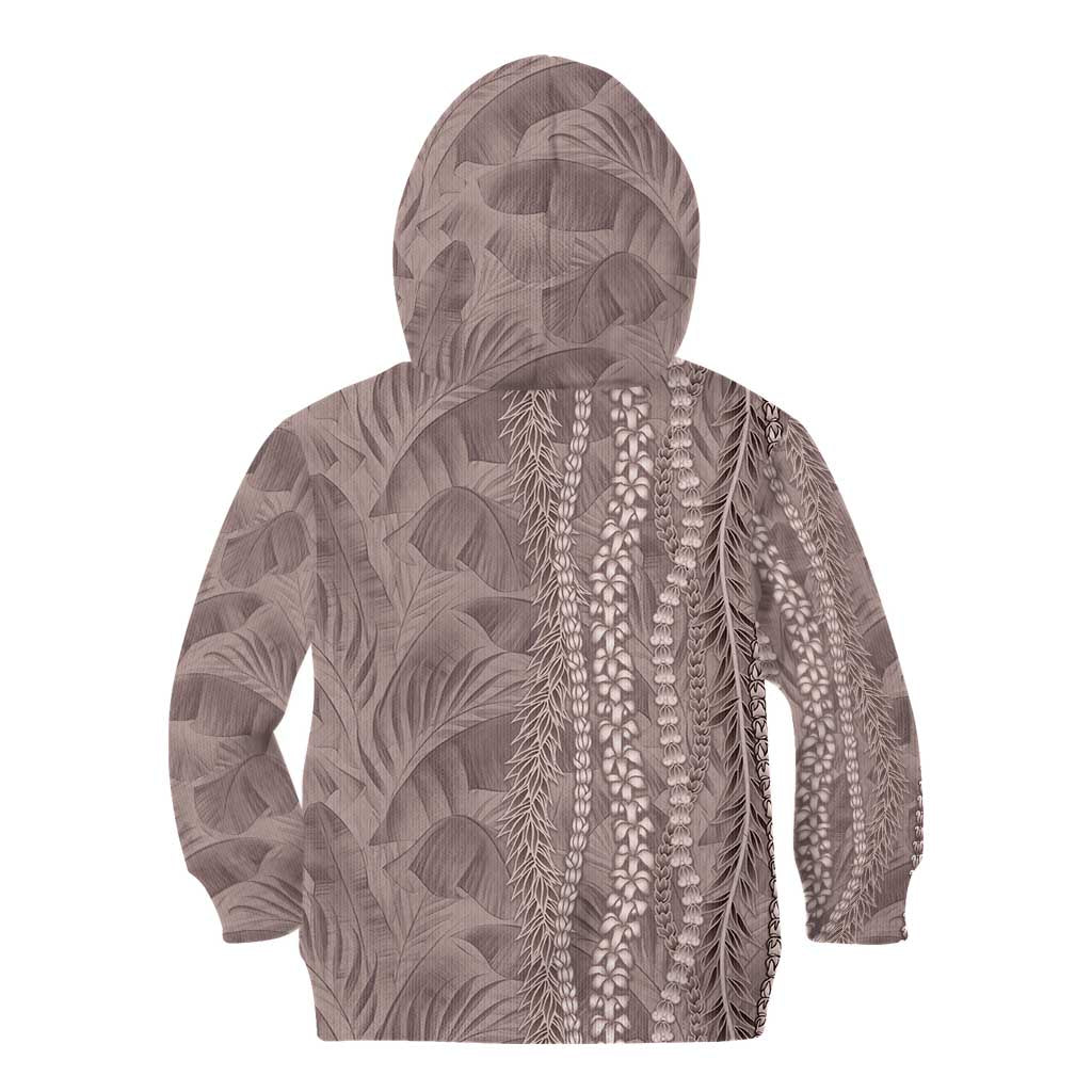 Hawaii Prince Kuhio Kid Hoodie Mocha Hawaiian Lau Maia With Leis LT05 - Polynesian Pride