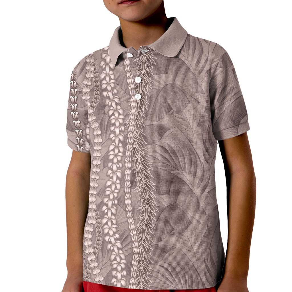 Hawaii Prince Kuhio Kid Polo Shirt Mocha Hawaiian Lau Maia With Leis LT05 Kid Mocha - Polynesian Pride
