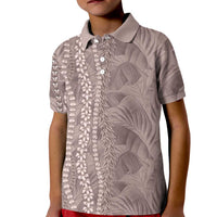 Hawaii Prince Kuhio Kid Polo Shirt Mocha Hawaiian Lau Maia With Leis LT05 Kid Mocha - Polynesian Pride