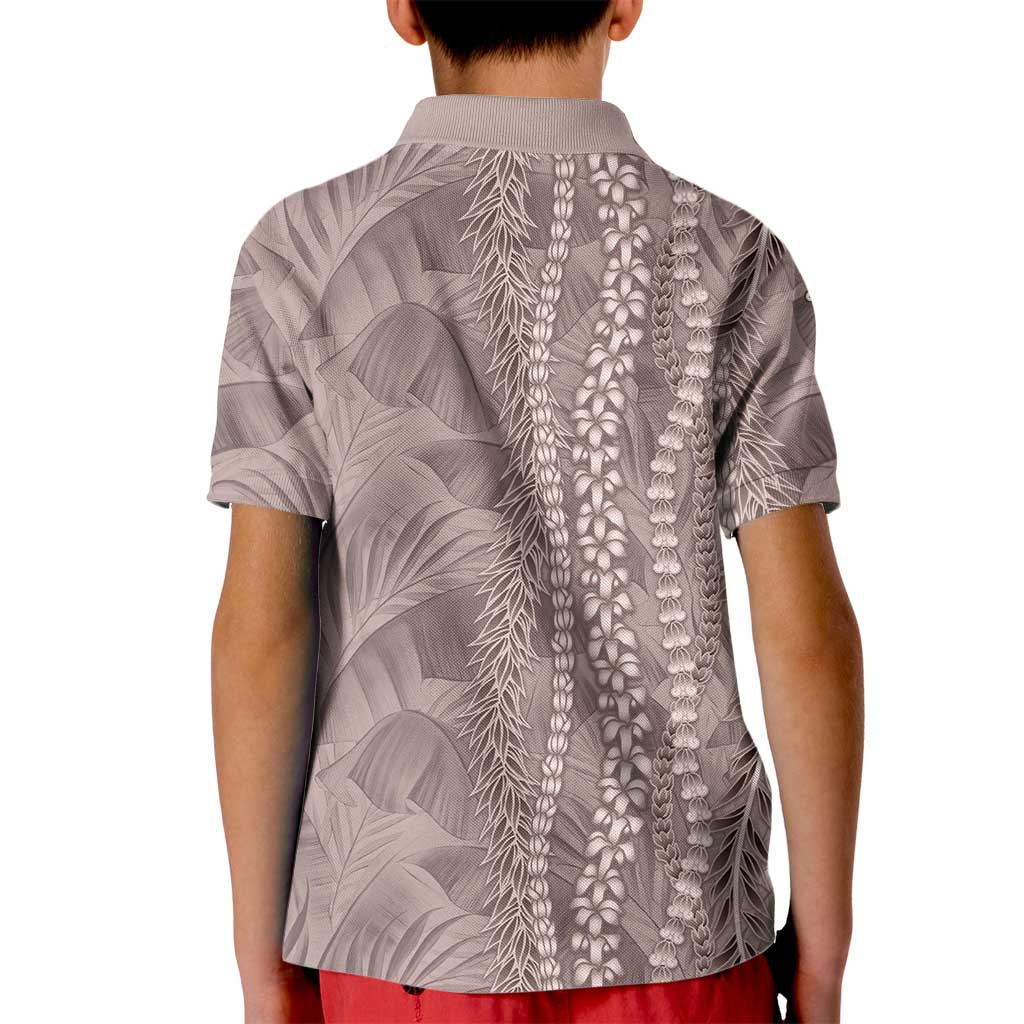 Hawaii Prince Kuhio Kid Polo Shirt Mocha Hawaiian Lau Maia With Leis LT05 - Polynesian Pride