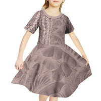 Hawaii Prince Kuhio Kid Short Sleeve Dress Mocha Hawaiian Lau Maia With Leis LT05 - Polynesian Pride