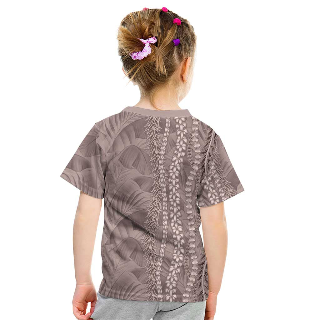 Hawaii Prince Kuhio Kid T Shirt Mocha Hawaiian Lau Maia With Leis LT05 - Polynesian Pride