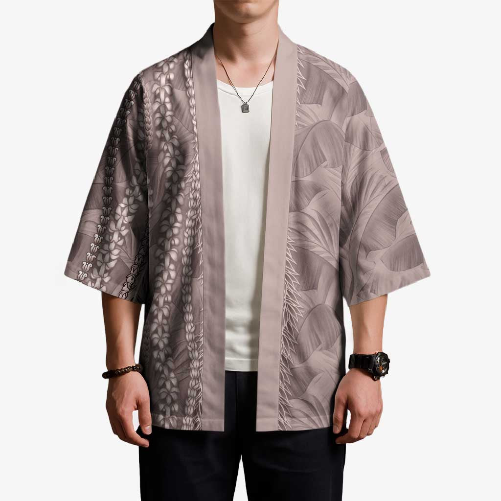 Hawaii Prince Kuhio Kimono Mocha Hawaiian Lau Maia With Leis LT05 - Polynesian Pride