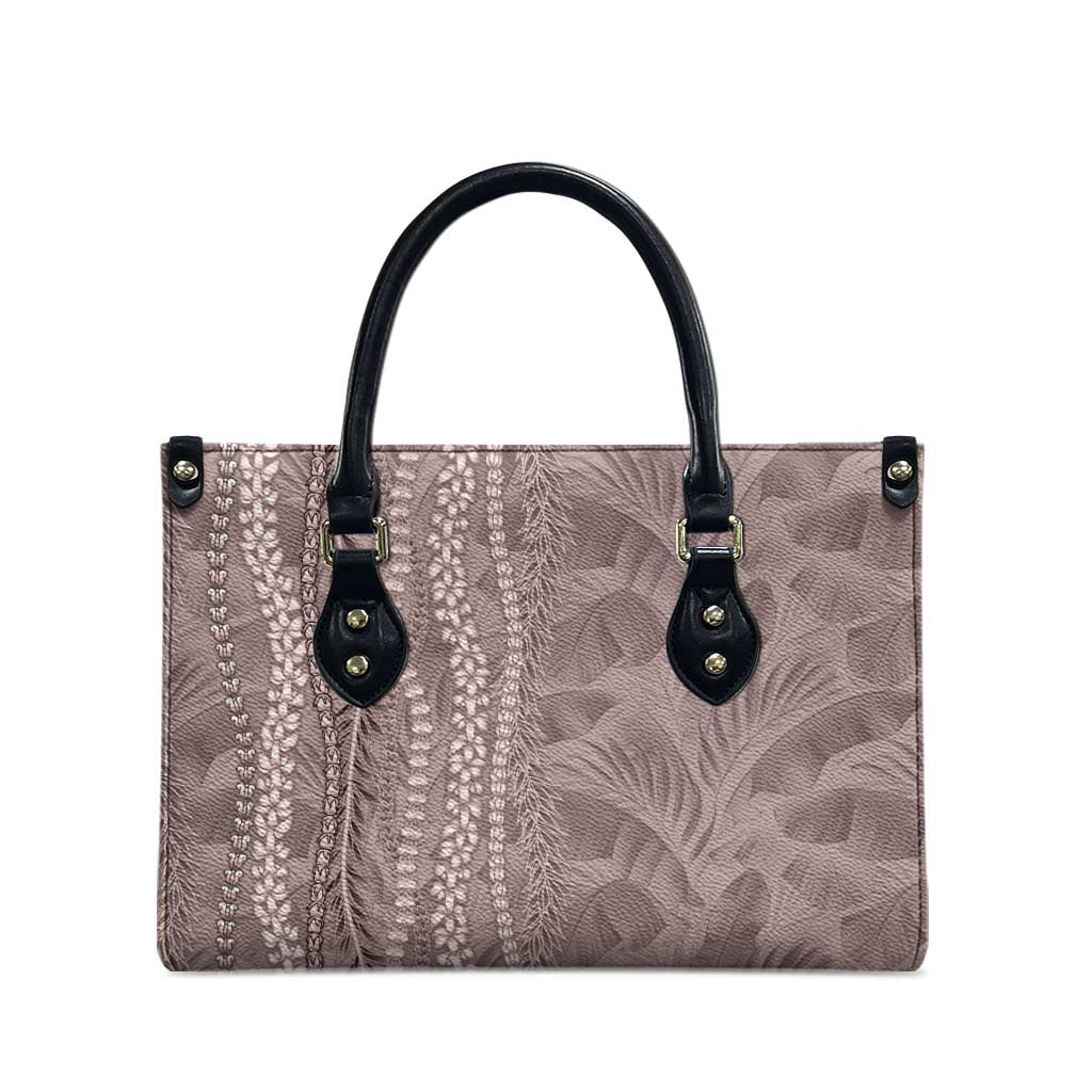 Hawaii Prince Kuhio Leather Bag Mocha Hawaiian Lau Maia With Leis LT05 - Polynesian Pride