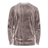 Hawaii Prince Kuhio Long Sleeve Shirt Mocha Hawaiian Lau Maia With Leis LT05 Unisex Mocha - Polynesian Pride