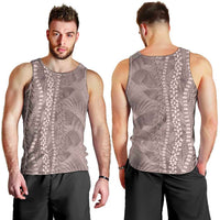 Hawaii Prince Kuhio Men Tank Top Mocha Hawaiian Lau Maia With Leis LT05 - Polynesian Pride