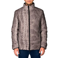 Hawaii Prince Kuhio Padded Jacket Mocha Hawaiian Lau Maia With Leis LT05 Men Mocha - Polynesian Pride