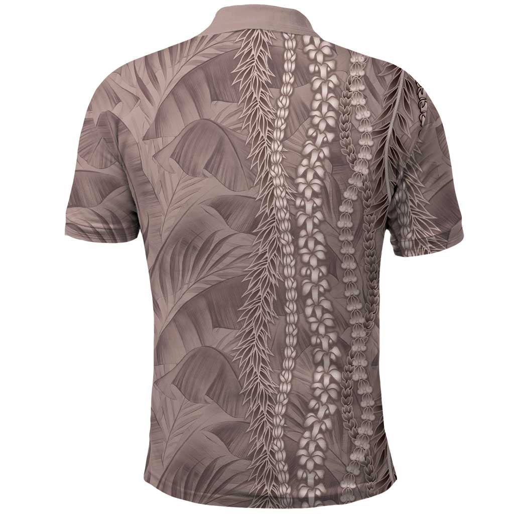 Hawaii Prince Kuhio Polo Shirt Mocha Hawaiian Lau Maia With Leis LT05 - Polynesian Pride