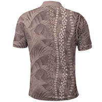 Hawaii Prince Kuhio Polo Shirt Mocha Hawaiian Lau Maia With Leis LT05 - Polynesian Pride