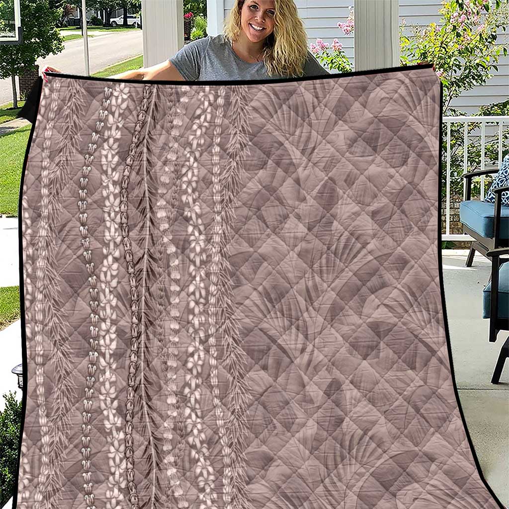 Hawaii Prince Kuhio Quilt Mocha Hawaiian Lau Maia With Leis