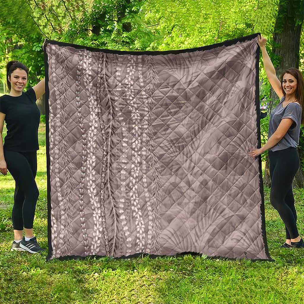 Hawaii Prince Kuhio Quilt Mocha Hawaiian Lau Maia With Leis