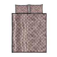 Hawaii Prince Kuhio Quilt Bed Set Mocha Hawaiian Lau Maia With Leis LT05 - Polynesian Pride