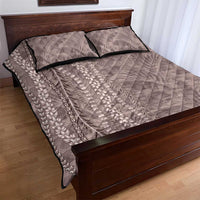 Hawaii Prince Kuhio Quilt Bed Set Mocha Hawaiian Lau Maia With Leis LT05 - Polynesian Pride