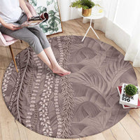 Hawaii Prince Kuhio Round Carpet Mocha Hawaiian Lau Maia With Leis LT05 - Polynesian Pride