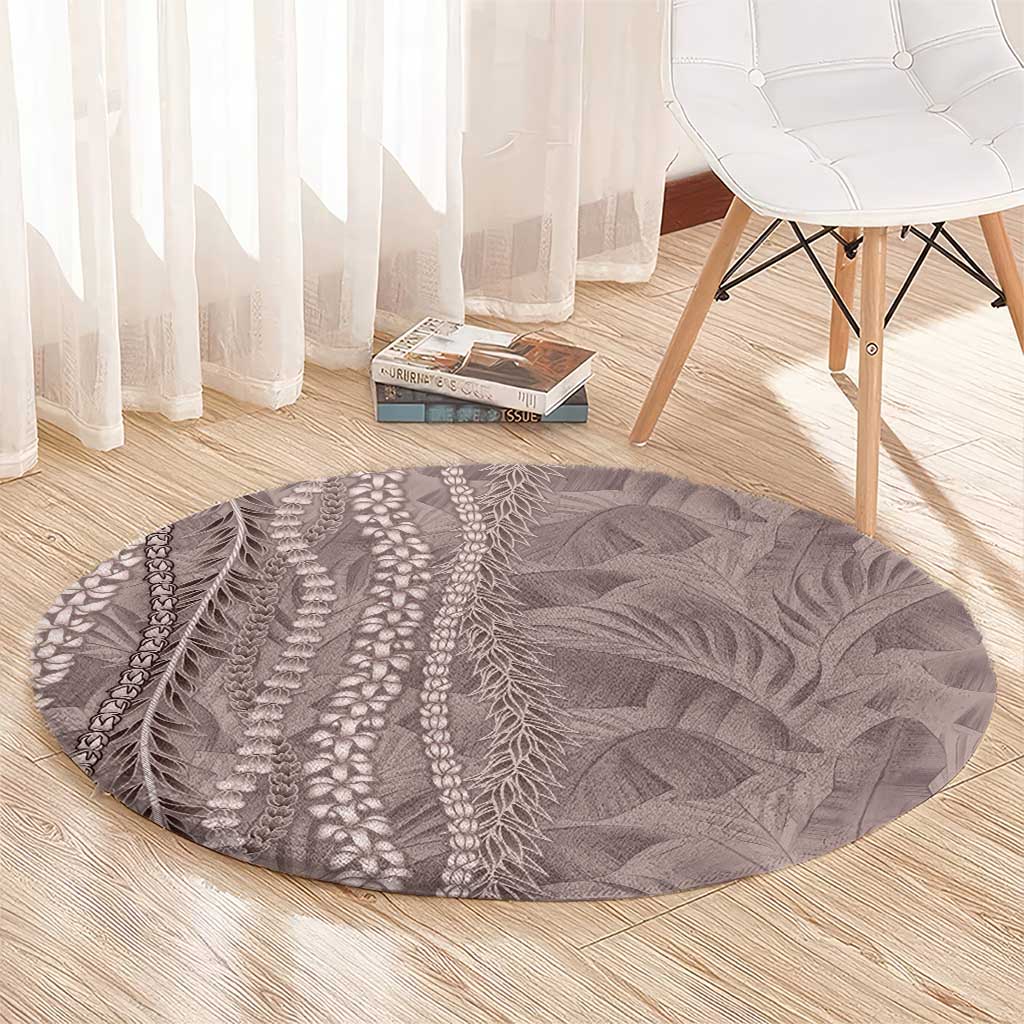 Hawaii Prince Kuhio Round Carpet Mocha Hawaiian Lau Maia With Leis LT05 - Polynesian Pride