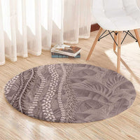 Hawaii Prince Kuhio Round Carpet Mocha Hawaiian Lau Maia With Leis LT05 - Polynesian Pride