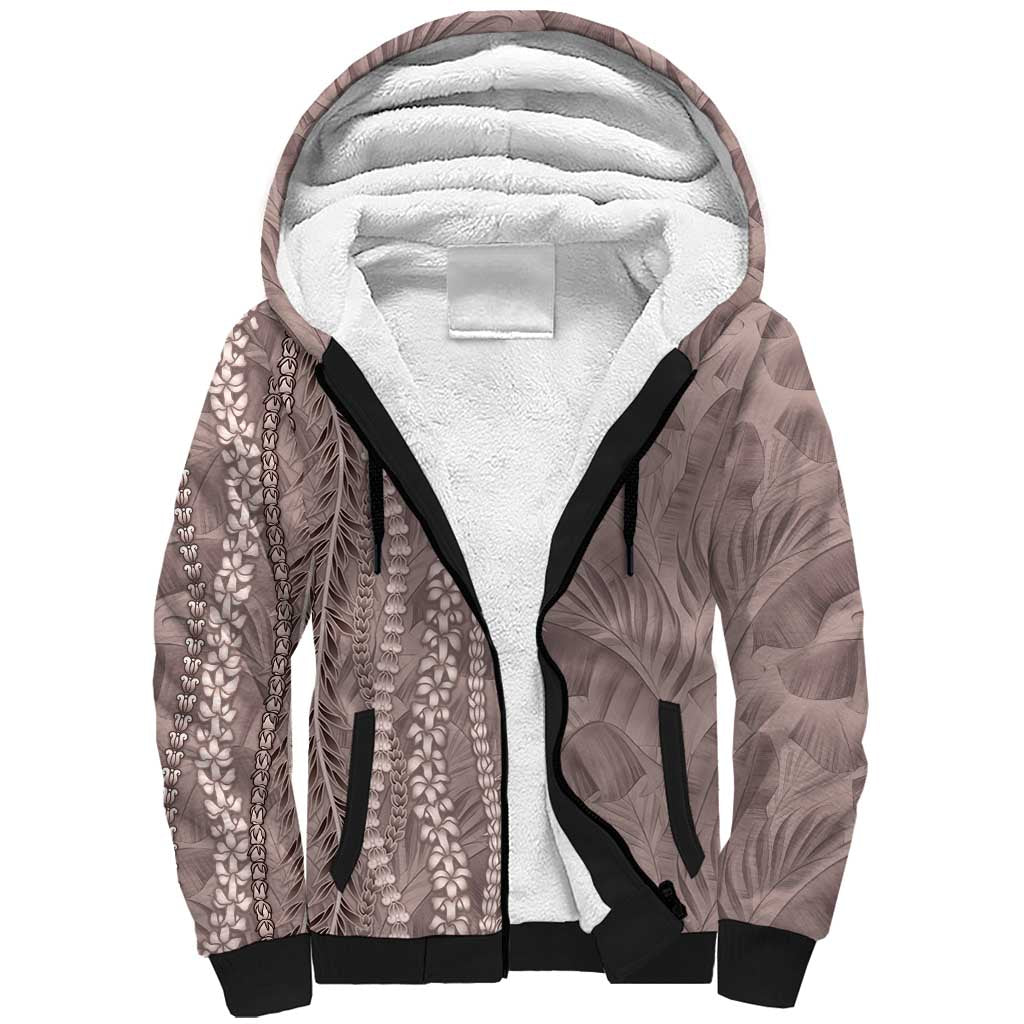 Hawaii Prince Kuhio Sherpa Hoodie Mocha Hawaiian Lau Maia With Leis LT05 Unisex Mocha - Polynesian Pride