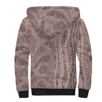 Hawaii Prince Kuhio Sherpa Hoodie Mocha Hawaiian Lau Maia With Leis