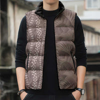 Hawaii Prince Kuhio Sleeveless Puffer Jacket Mocha Hawaiian Lau Maia With Leis LT05 - Polynesian Pride