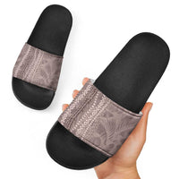 Hawaii Prince Kuhio Slide Sandals Mocha Hawaiian Lau Maia With Leis LT05 - Polynesian Pride