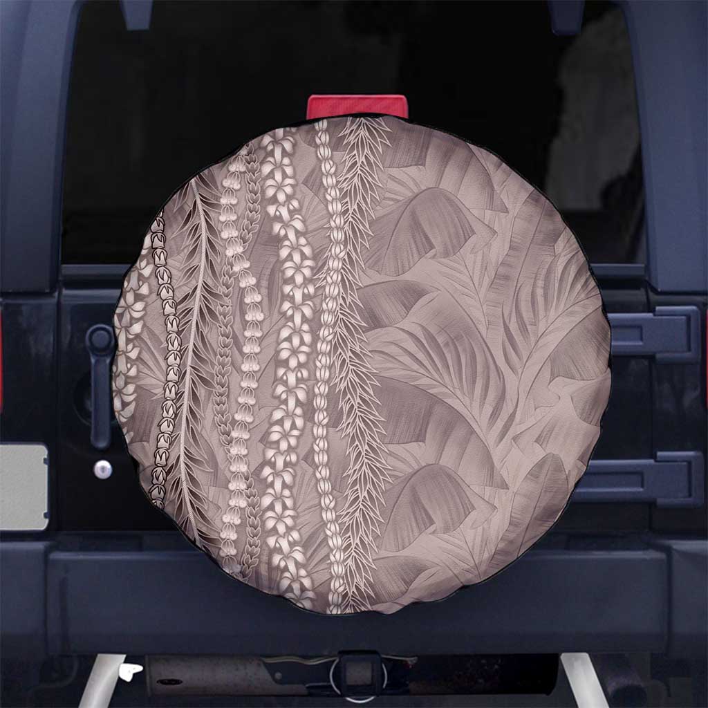 Hawaii Prince Kuhio Spare Tire Cover Mocha Hawaiian Lau Maia With Leis LT05 No hole Mocha - Polynesian Pride