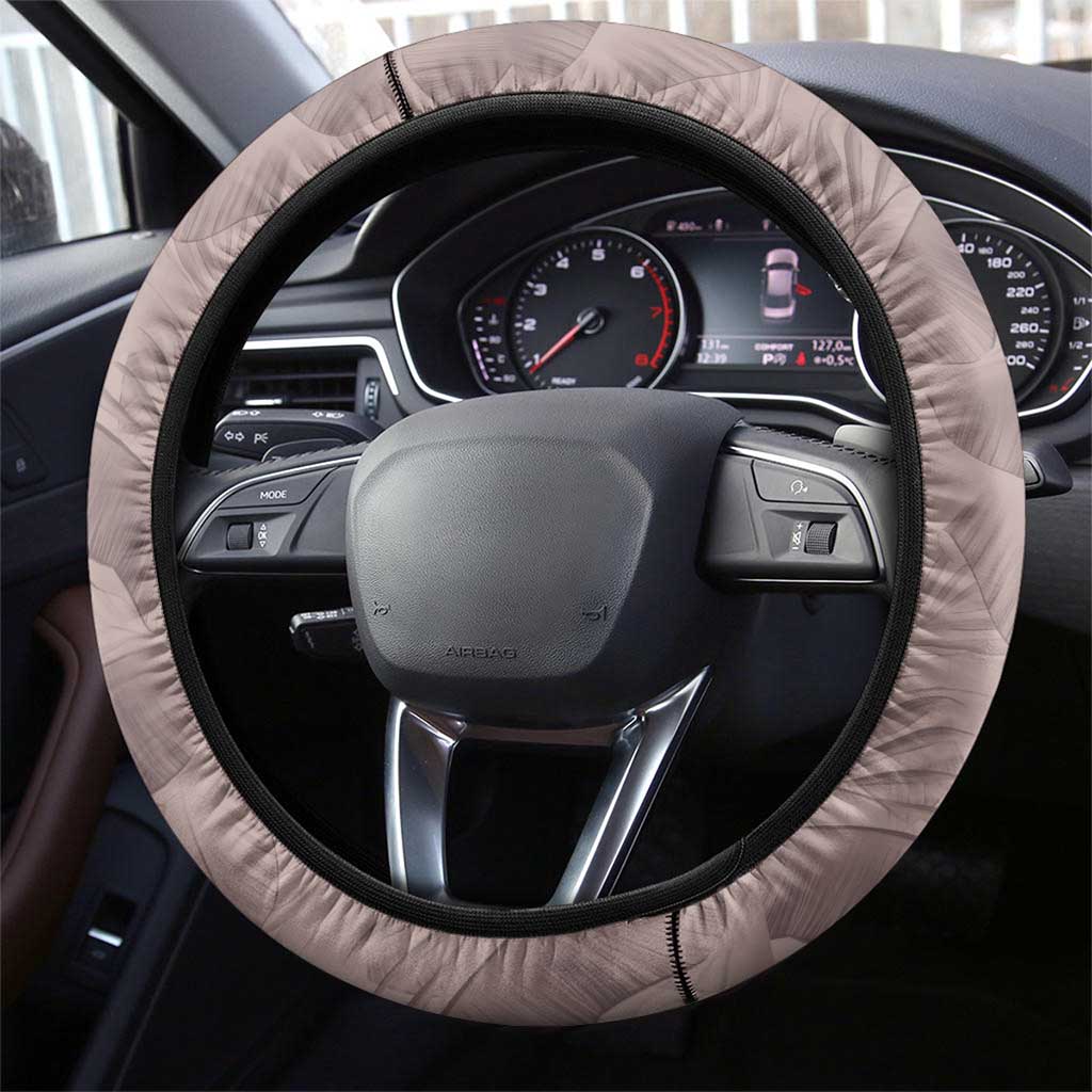 Hawaii Prince Kuhio Steering Wheel Cover Mocha Hawaiian Lau Maia With Leis LT05 - Polynesian Pride