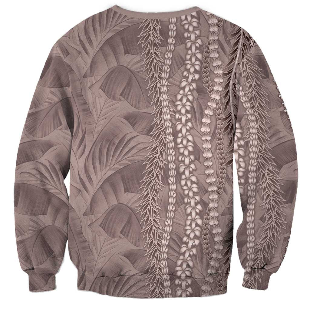 Hawaii Prince Kuhio Sweatshirt Mocha Hawaiian Lau Maia With Leis LT05 - Polynesian Pride