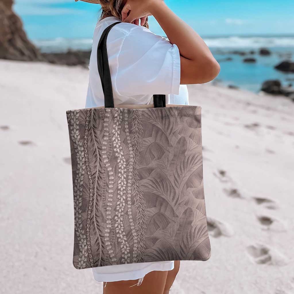 Hawaii Prince Kuhio Tote Bag Mocha Hawaiian Lau Maia With Leis LT05 - Polynesian Pride