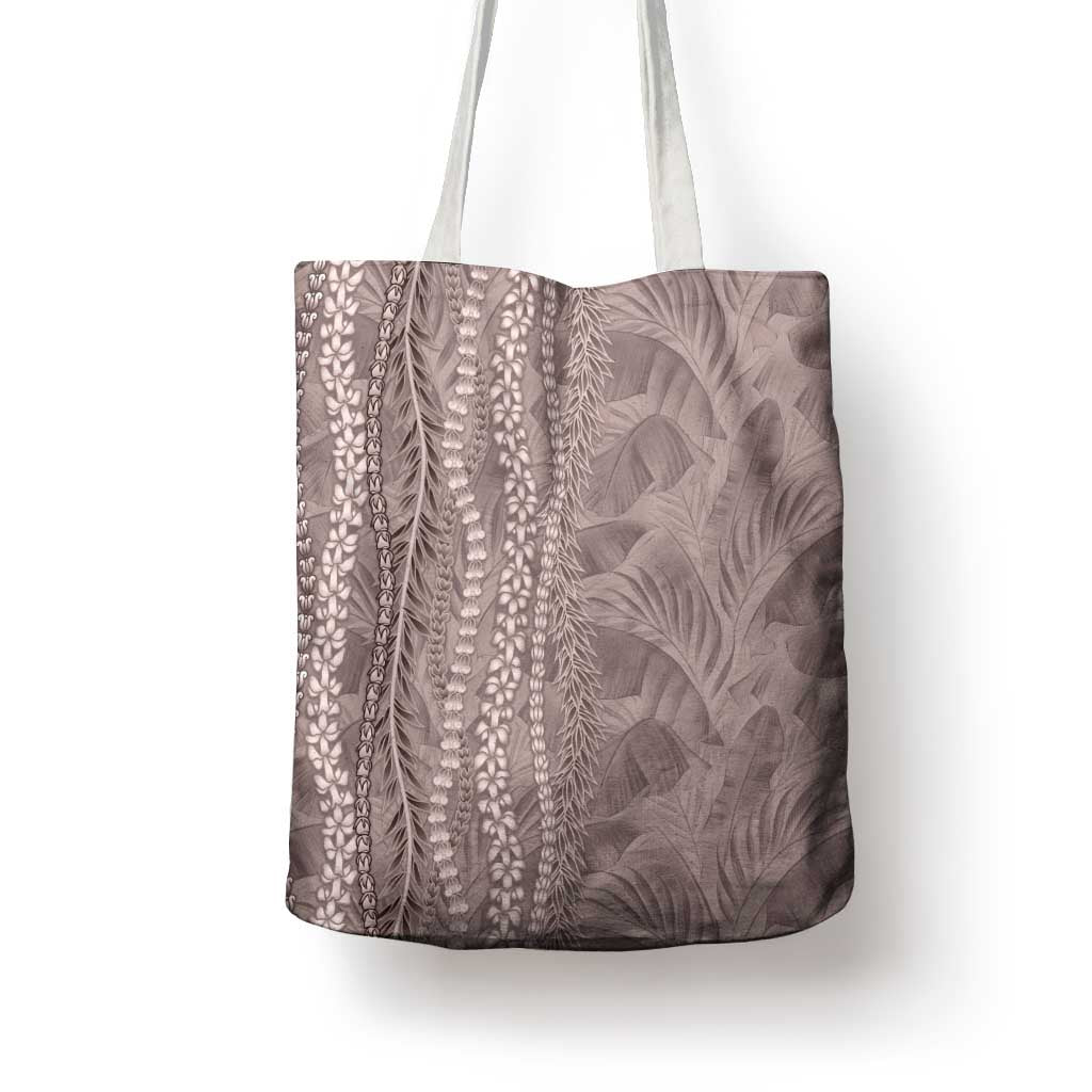 Hawaii Prince Kuhio Tote Bag Mocha Hawaiian Lau Maia With Leis LT05 - Polynesian Pride