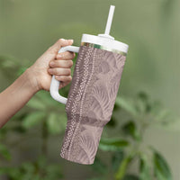 Hawaii Prince Kuhio Tumbler With Handle Mocha Hawaiian Lau Maia With Leis LT05 - Polynesian Pride