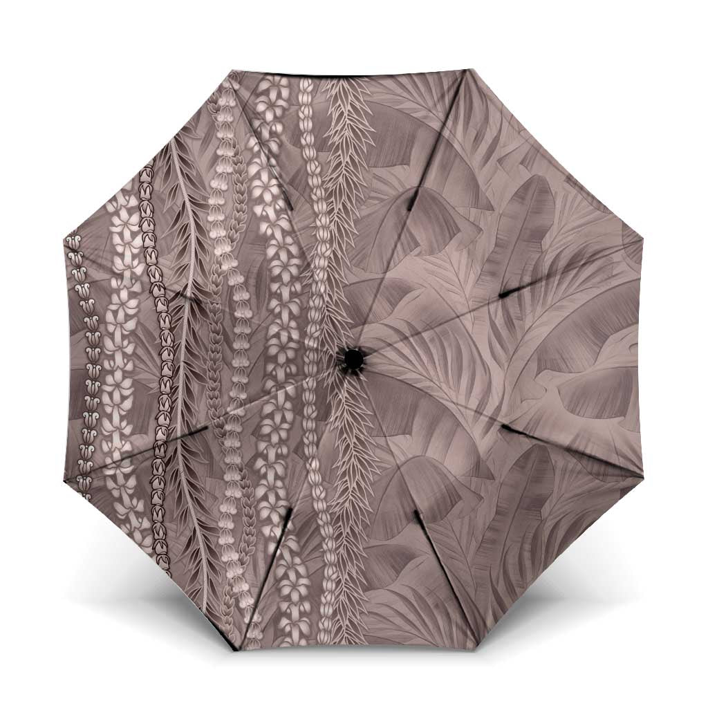 Hawaii Prince Kuhio Umbrella Mocha Hawaiian Lau Maia With Leis LT05 One Size Folded 11.42 inch Opened Diameter 37.4 inch Mocha - Polynesian Pride