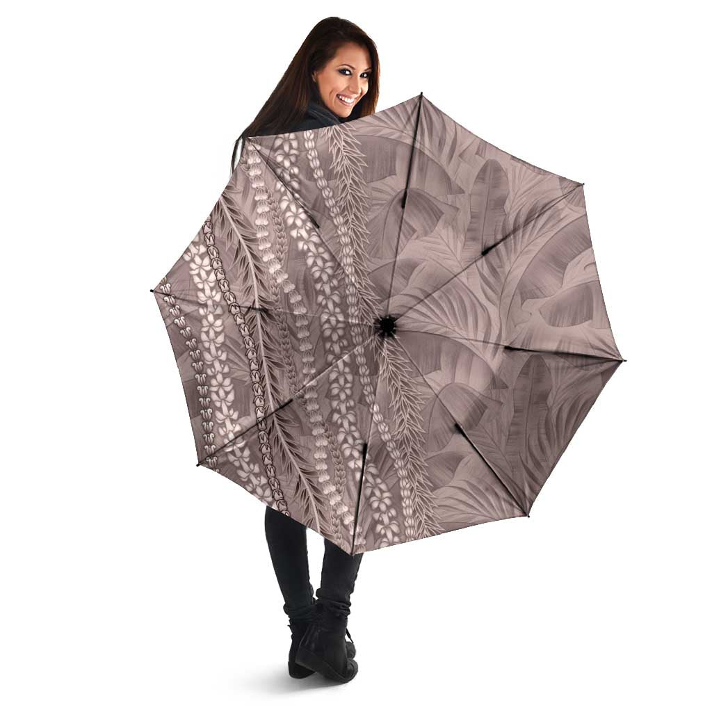 Hawaii Prince Kuhio Umbrella Mocha Hawaiian Lau Maia With Leis LT05 - Polynesian Pride
