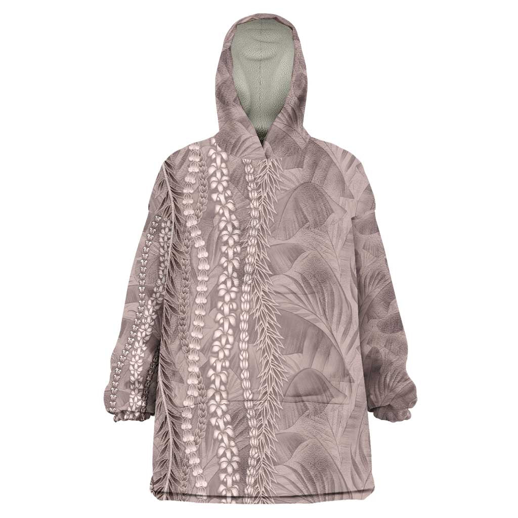 Hawaii Prince Kuhio Wearable Blanket Hoodie Mocha Hawaiian Lau Maia With Leis LT05 One Size Mocha - Polynesian Pride