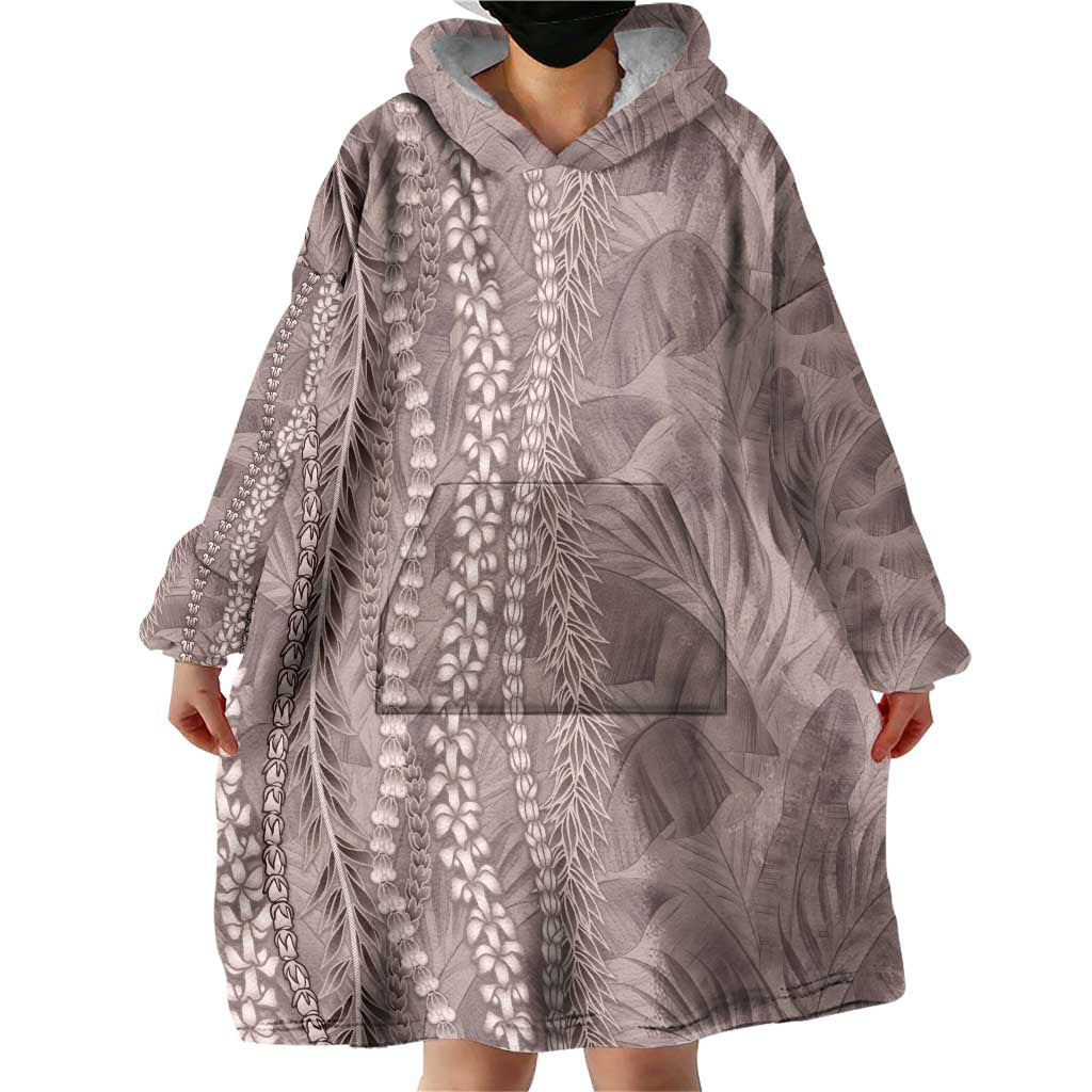 Hawaii Prince Kuhio Wearable Blanket Hoodie Mocha Hawaiian Lau Maia With Leis LT05 - Polynesian Pride