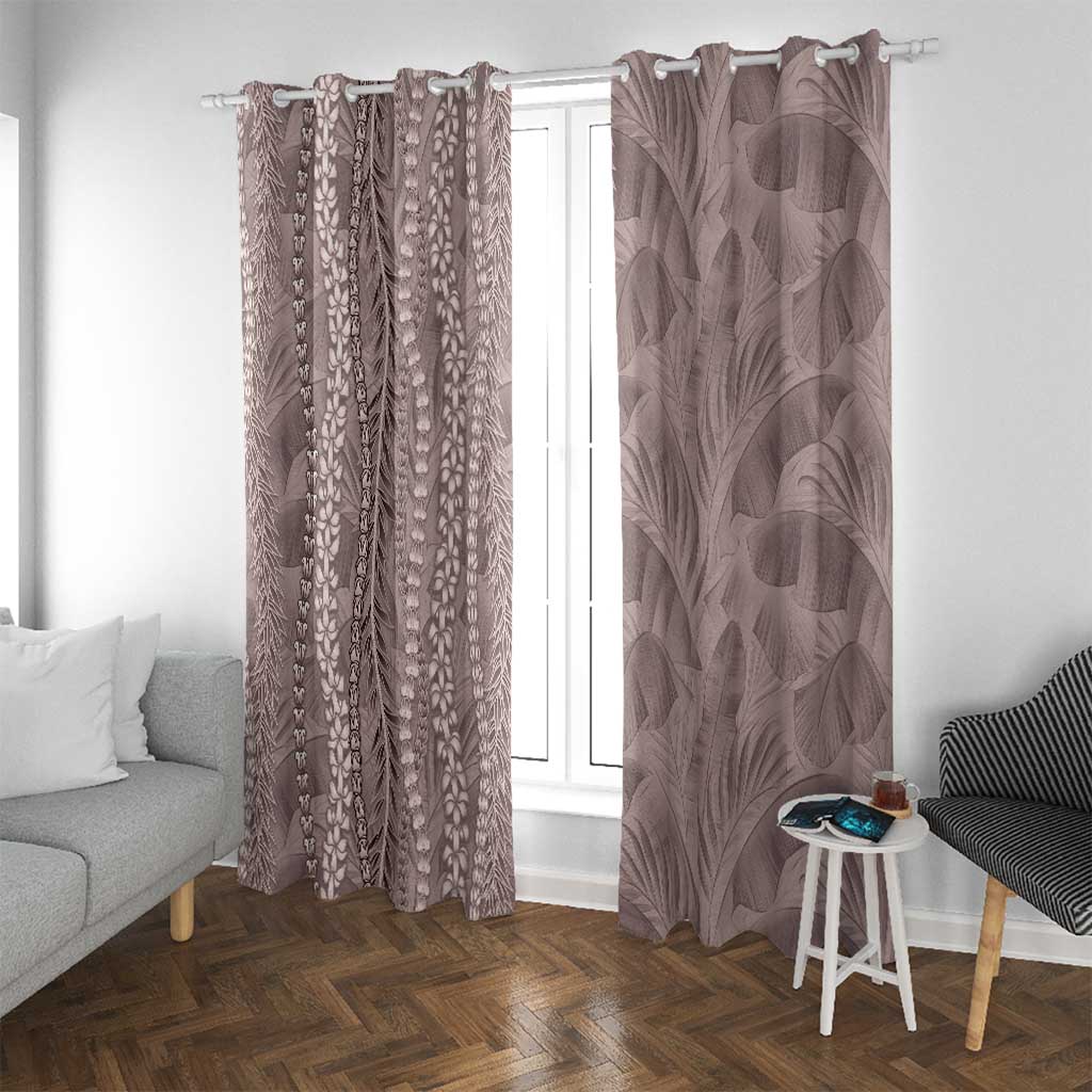 Hawaii Prince Kuhio Window Curtain Mocha Hawaiian Lau Maia With Leis LT05 With Grommets Mocha - Polynesian Pride