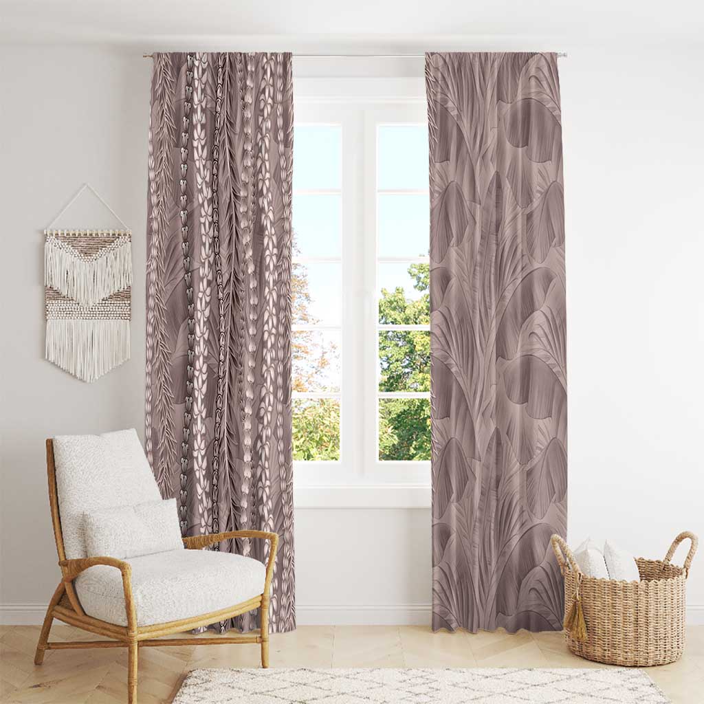 Hawaii Prince Kuhio Window Curtain Mocha Hawaiian Lau Maia With Leis LT05 - Polynesian Pride